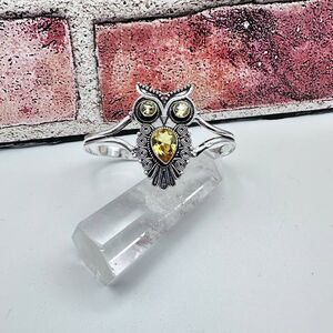 Citrine Owl Bangle Sterling Silver Plated Bracelet